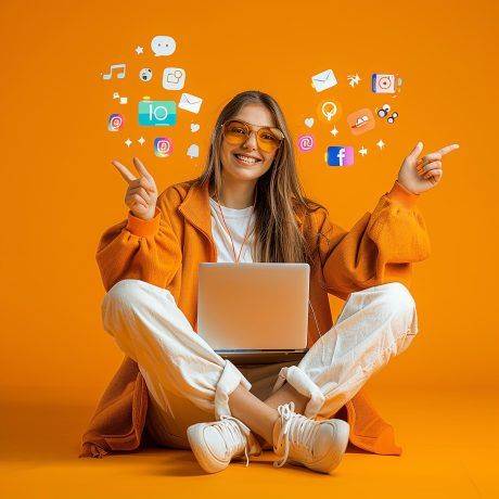 chica con una computadora, una imagen llamativa para servicios de seo local